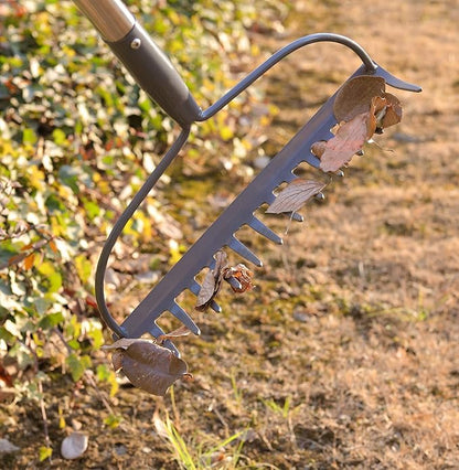 Garden Rake, 5 FT Metal Rake for Lawns Level Head Rakes with Stainless Steel Handle for Loosening