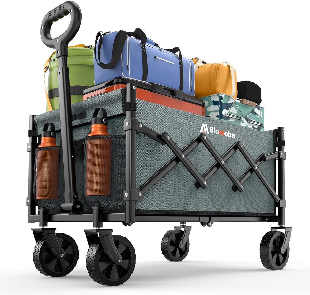 Collapsible Wagon with Wheels, 220 lbs Wagons Carts Foldable Wagon Cart with Flexible Handle