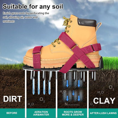 Lawn Aerator Shoes for Grass - Pre-Assembled Grass Aerator Shoes for Lawn - Soil Yard Aerator Tool