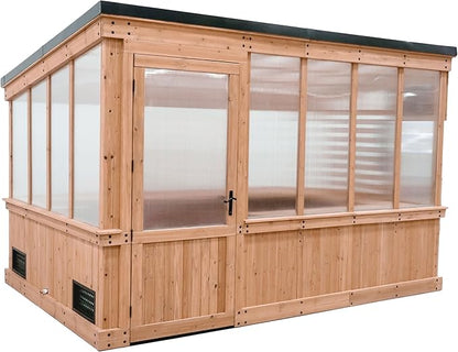 Backyard Discovery Zalie 11' x 7' Cedar Wood and Polycarbonate Walk-in Greenhouse Kit with Exhaust