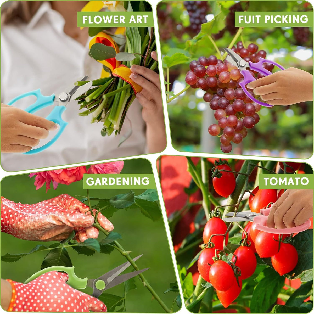 12 Pcs Gardening Tools Flower Scissors Flower Bar Supplies Pastel Rainbow Color Pruning Scissors
