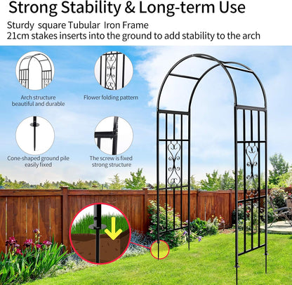 Arbors, Curved Metal Endurable Iron Trellis Plants Stand Use for Outdoor Garden Arbor Climbing
