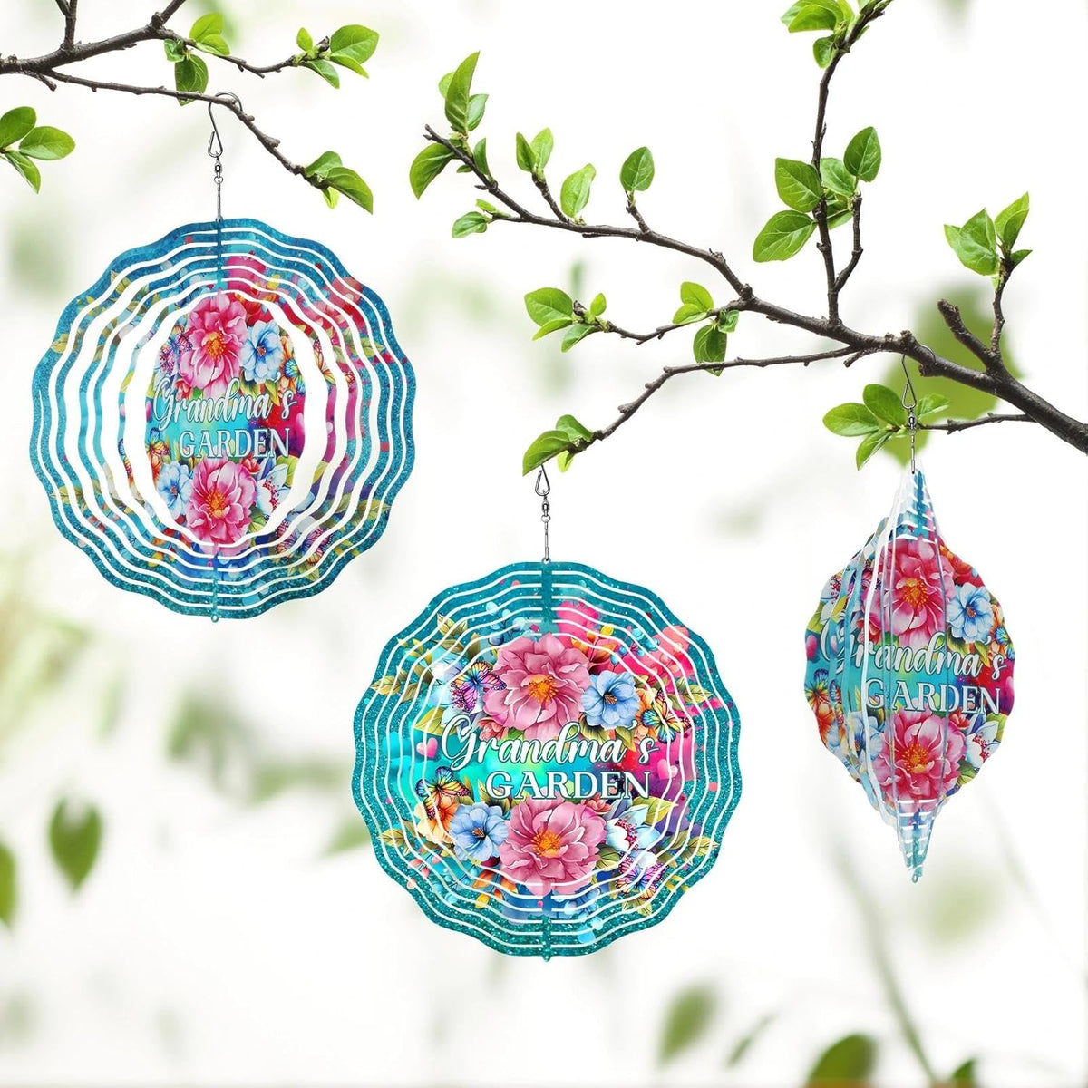 Grandma Gifts for Christmas - Garden Decor Wind Spinner Outdoor 12-Inch 3D Kinetic Stainless Steel