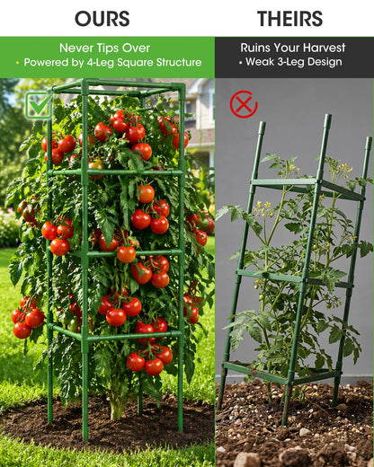 MQHUAYU 3 Pack Tomato Cages,Square Tomato Plant Stakes Support Cages Trellis for Garden Climbing