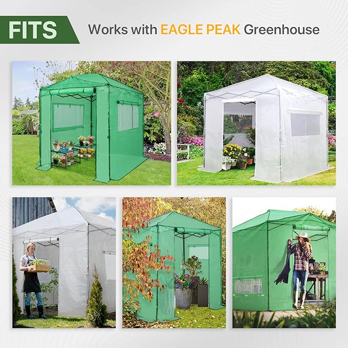 EAGLE PEAK Greenhouse Shelving Staging Double 2 Tier, Outdoor/Indoor Plant Shelves, 27"x19"x16"