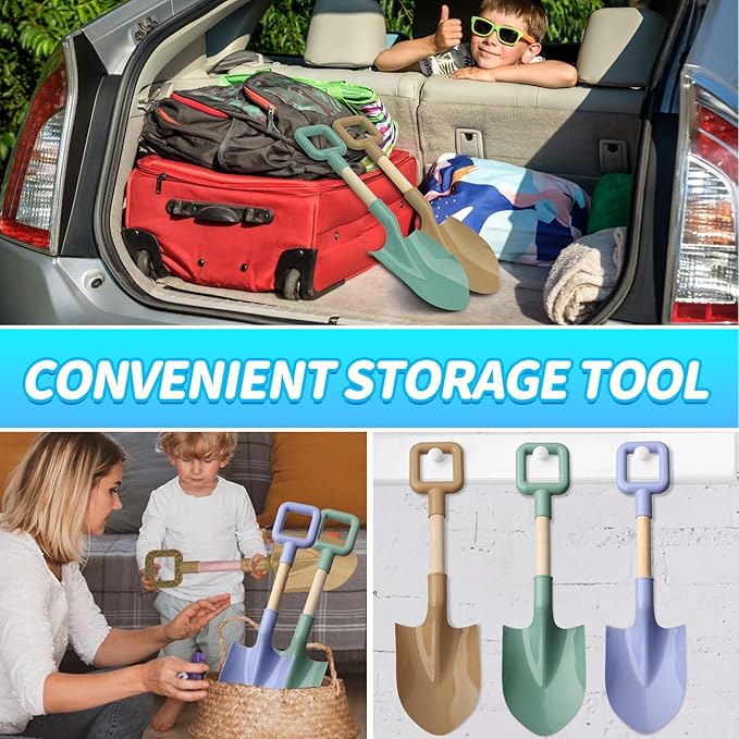 16" Wood Beach Sand Shovel Toys for Kids Adults, Heavy Duty Beach Toys Shovels for Sandbox Table