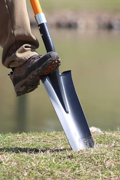Ashman Drain Spade Shovel (1 Pack) - 48 Inches Long Handle Spade with D Handle Grip - Durable