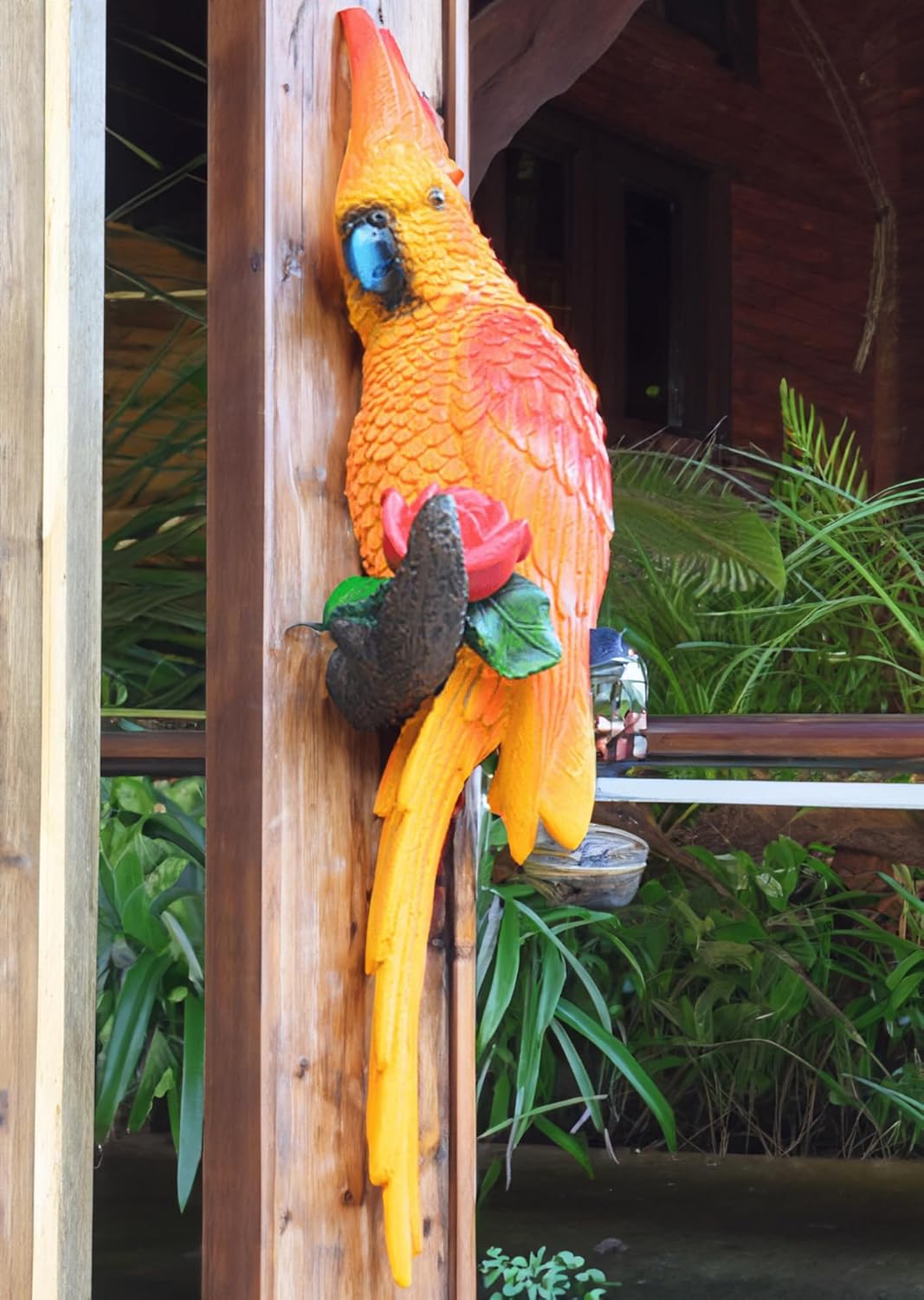 Tropical Hanging Parrot Decor,Real Resin Bird Figurines,Bird Statues,Home Ornament Decor for Tiki