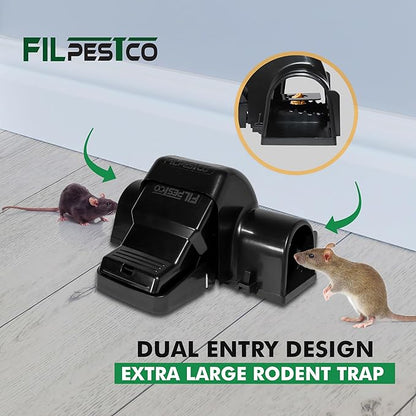 Set of 2 Professional Grade Extra Large Tunnel Rat Snap Traps, Mouse Trap, Reusable Trap, Heavy