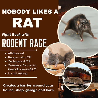 Rodent Rage Rat and Mouse Repellent; All-Natural Rodent Outdoor Barrier; Keeps Rats and Mice Out of
