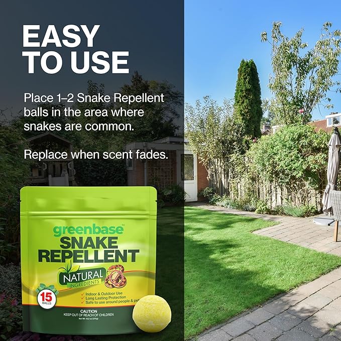 15 Pack Snake Repellent Balls for Yard – Natural Snake Away Repellent, Pet & Plant Safe, Indoor