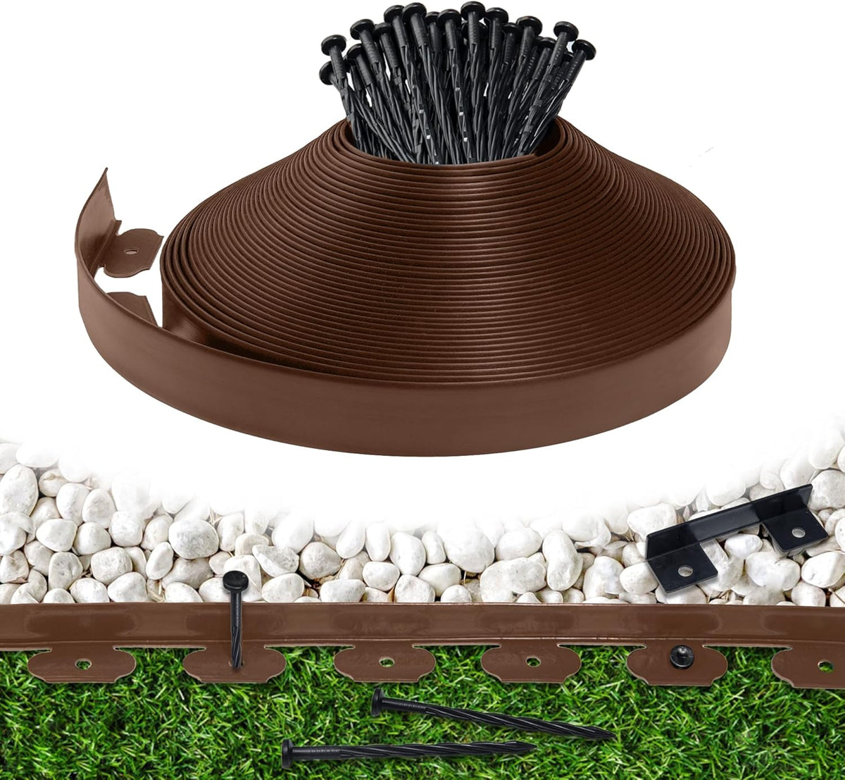 Garden Edging Border,Plastic Edging for Landscaping,Flower Bed, Paver and Lawn Edging Border