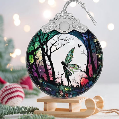 Christmas Stained Glass Fairy Ornament - Home Decor - Holiday Present Ideas - Gift Exchange