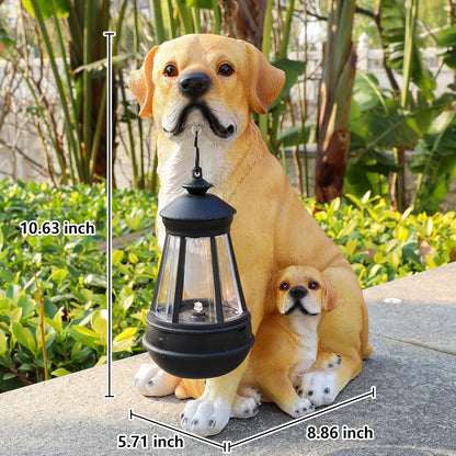 Garden Dog Statues Outdoor Decor, Solar Lights Outdoor Labrador Figurine Solar Dog Ornaments for