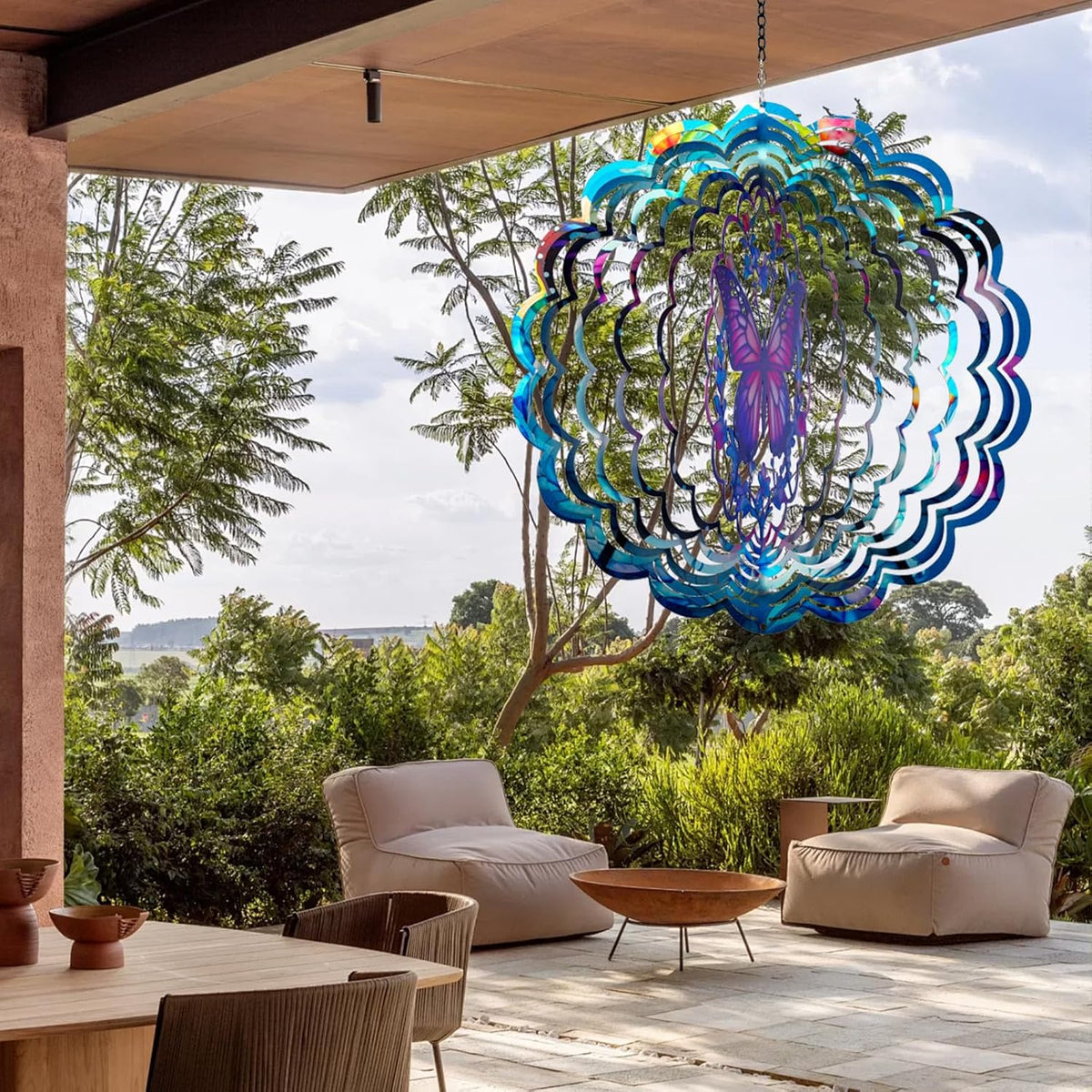 Butterfly Wind Spinners Outdoor - 12 inch Butterflies Outdoor Hanging Wind Sculptures Birthday