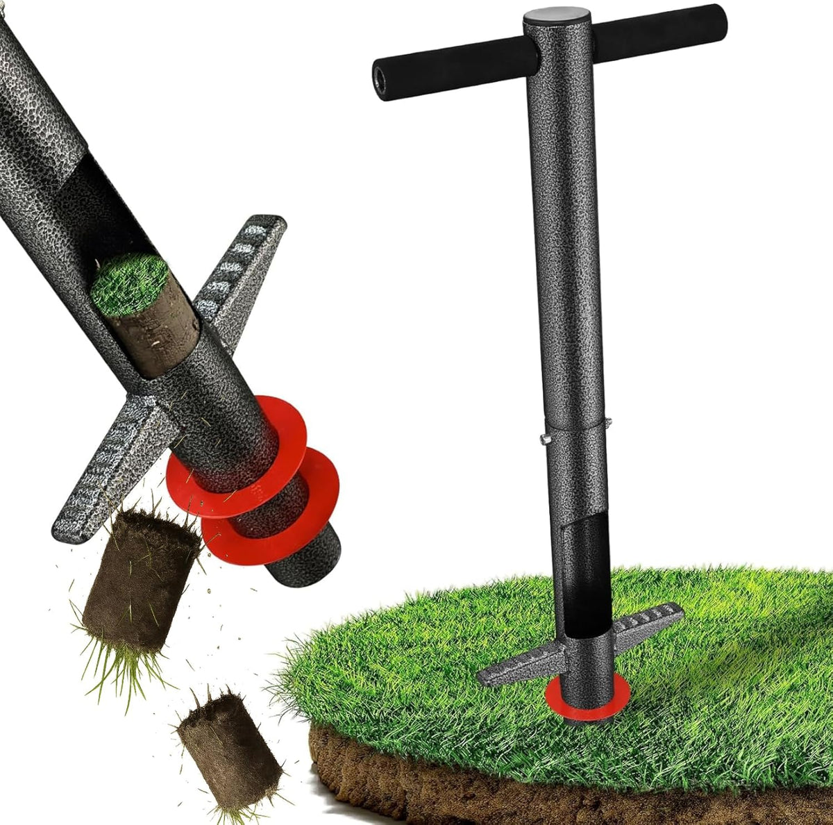 Bulb Planter Tool - 34" Long Handle Sod Plugger Lawn Digger,Auto Plug Eject,Heavy Duty Yard Garden
