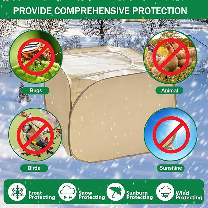 2 Pack Pop Up Plant Freeze Protection Covers, Shrub Frost Covers Outdoor Plant Protectors Frost