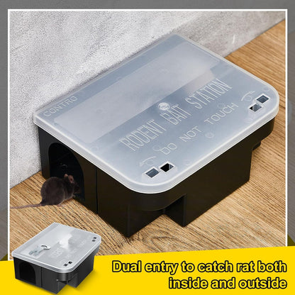 Qualirey 4 Pcs Rat Bait Station 8.86 x 7.28 x 3.62 Inches Rat Traps with Openable Lid, Blocks Boxes