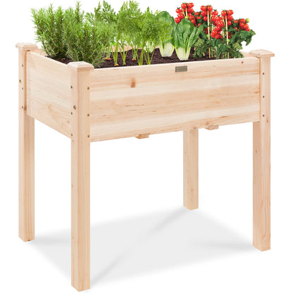 Best Choice Products 34x18x30in Raised Garden Bed, Elevated Wood Planter Box Stand for Kids