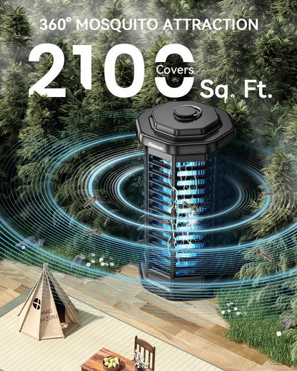 Minimoon Bug Zapper Outdoor 4000V Powerful Electric Mosquito Zapper, 15w Fly Trap Outdoor, IPX4