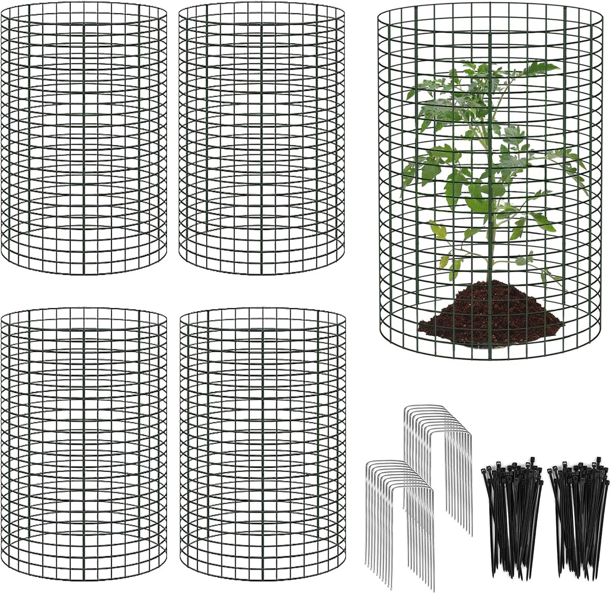 15 Pcs Large Wire Plant Protector from Animals, 5 Pack 24" H X 12" Dia Metal Plant Cage Chicken