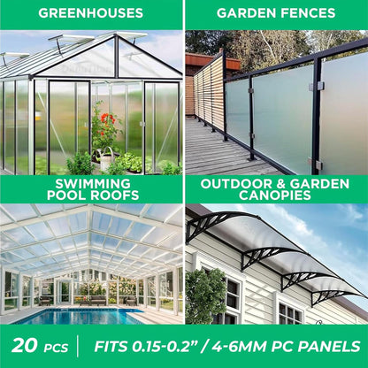 Polycarbonate Greenhouse Panels U Connector - 20 Pieces, 2ft Length, Prevent Dust, Rain & Moisture