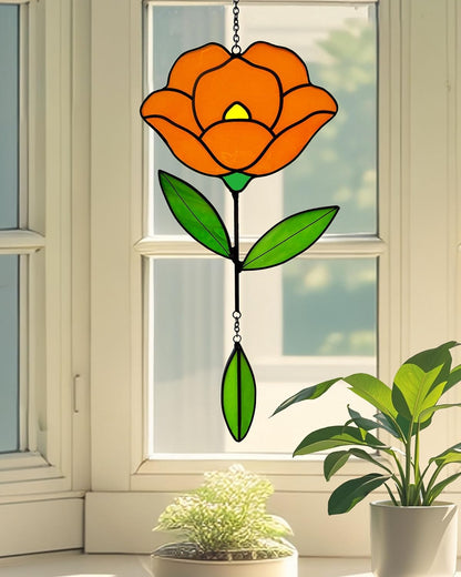 Flower Suncatchers, Stained Glass Window Hangings, Garden Suncatchers for Window and Wall Decor