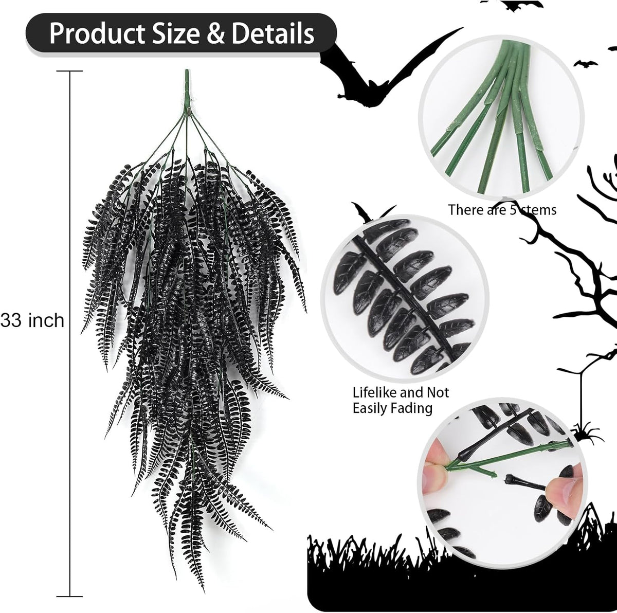 RECUTMS Faux Hanging Plants 4 Pcs UV Resistant Lifelike Artificial Boston Fern Large Draping Fake