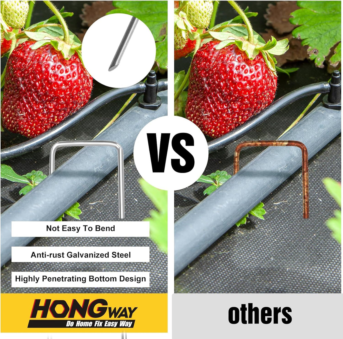 HongWay 120 Pack 4 Inch Landscape Garden Staples, Garden Stakes Galvanized 12 Gauge SOD Ground