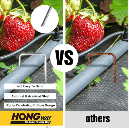 HongWay 120 Pack 4 Inch Landscape Garden Staples, Garden Stakes Galvanized 12 Gauge SOD Ground