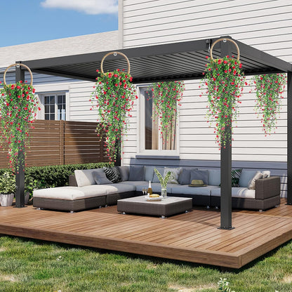 Artificial Hanging Flowers, 3 Pcs Fake Hanging Plants Artificial Vines for Outdoors, Fake Ivy Vine