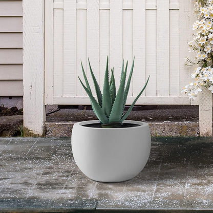 Kante 19.9" Dia Round Concrete Planter, Outdoor/Indoor Large Bowl Plant Pots with Drainage Hole and