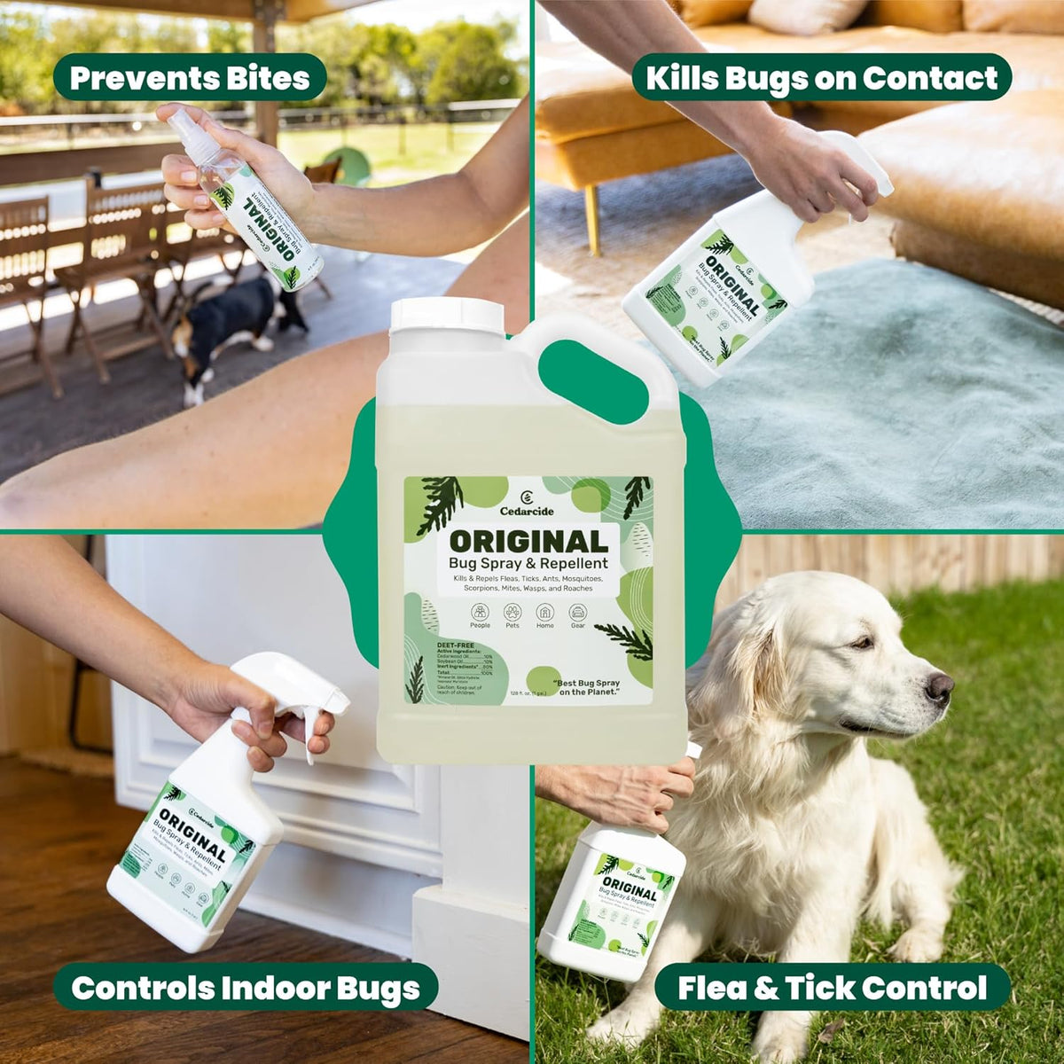 Cedarcide Original Bug Spray | Repel & Kill Fleas, Ticks, Mosquitoes, Mites, Ants & Chiggers | for