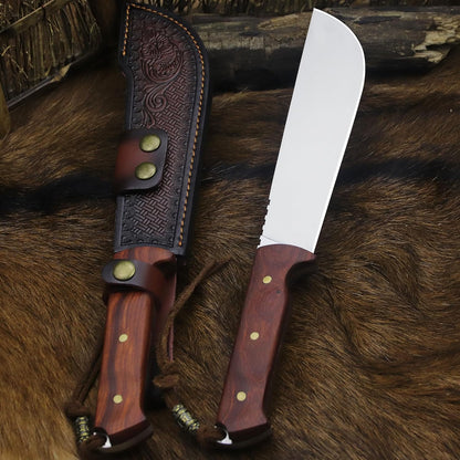 BA-KOR USA 8mmDC53 steel 35CM (14 ") full Tang fixed knife with leather sheath and (5.9 ") ceria