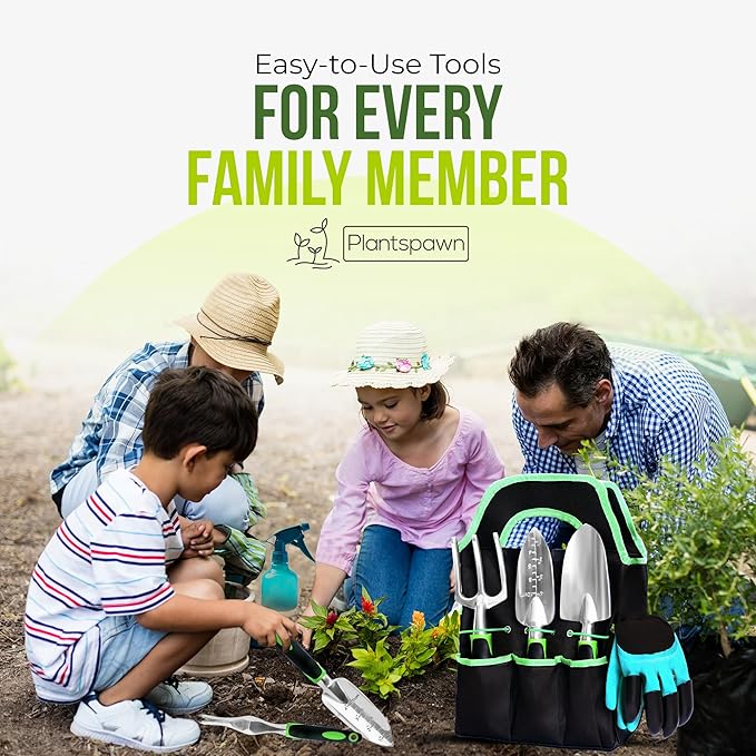8 PCS Gardening Tools Set with Bag | Heavy-Duty Rust-Proof Hand Tools with Plastic Handles Includes