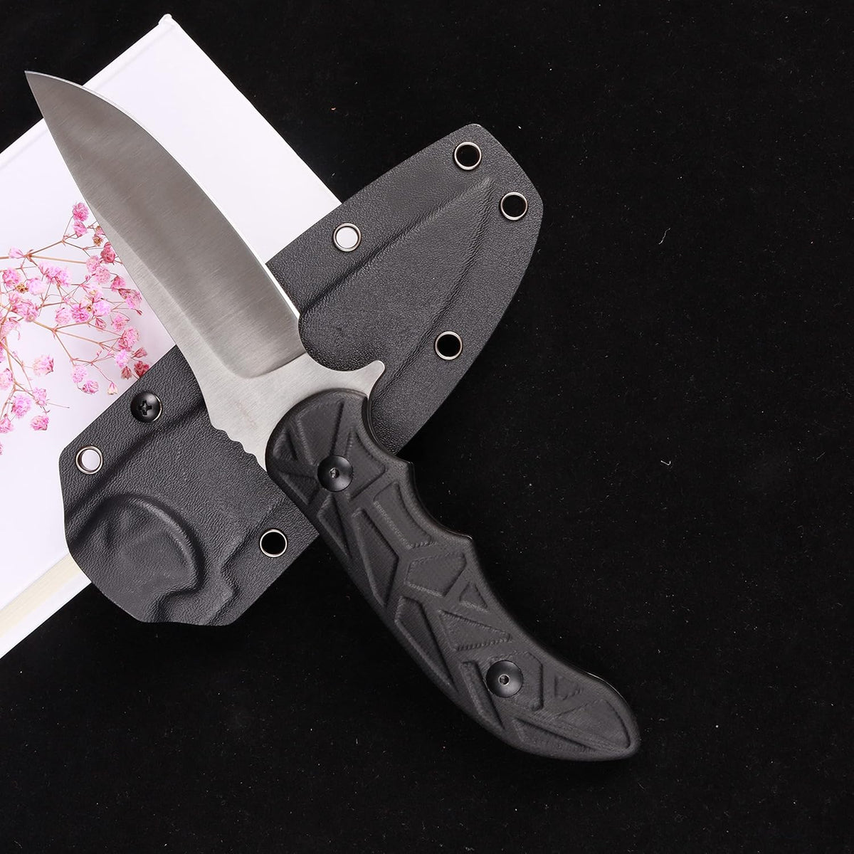 MASALONG Kni231 Full Tang Survival 9cr14mov Steel Knife With Belt Sheath For Bushcraft Camping