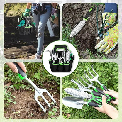 Heavy Duty Gardening Set, Featuring 9 Piece Durable Tools with Comfortable Non Slip Ergonomic