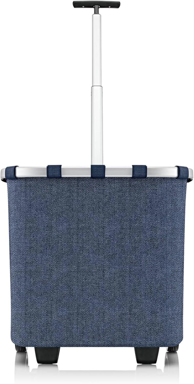 reisenthel carrycruiser Herringbone Dark Blue - Portable Shopping Trolley with Sturdy Aluminum