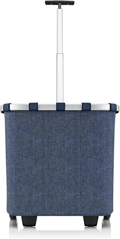 reisenthel carrycruiser Herringbone Dark Blue - Portable Shopping Trolley with Sturdy Aluminum