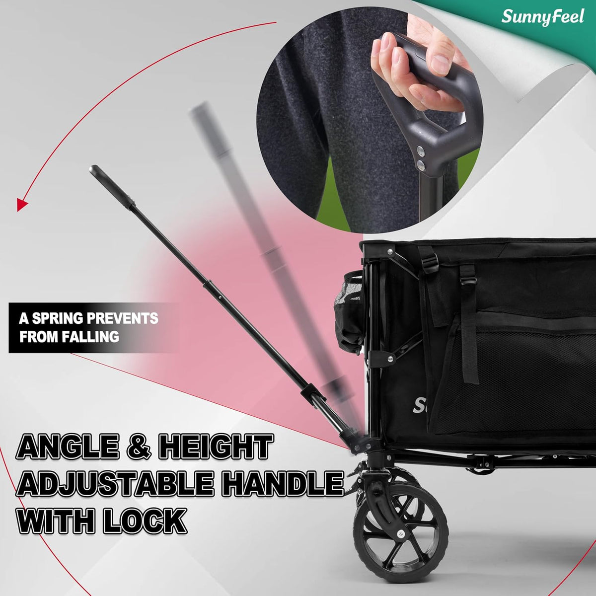 SUNNYFEEL 49''L 550lbs Heavy Duty Wagon Cart Foldable with Wheels,Extra Long Fold Up Wagons Carts