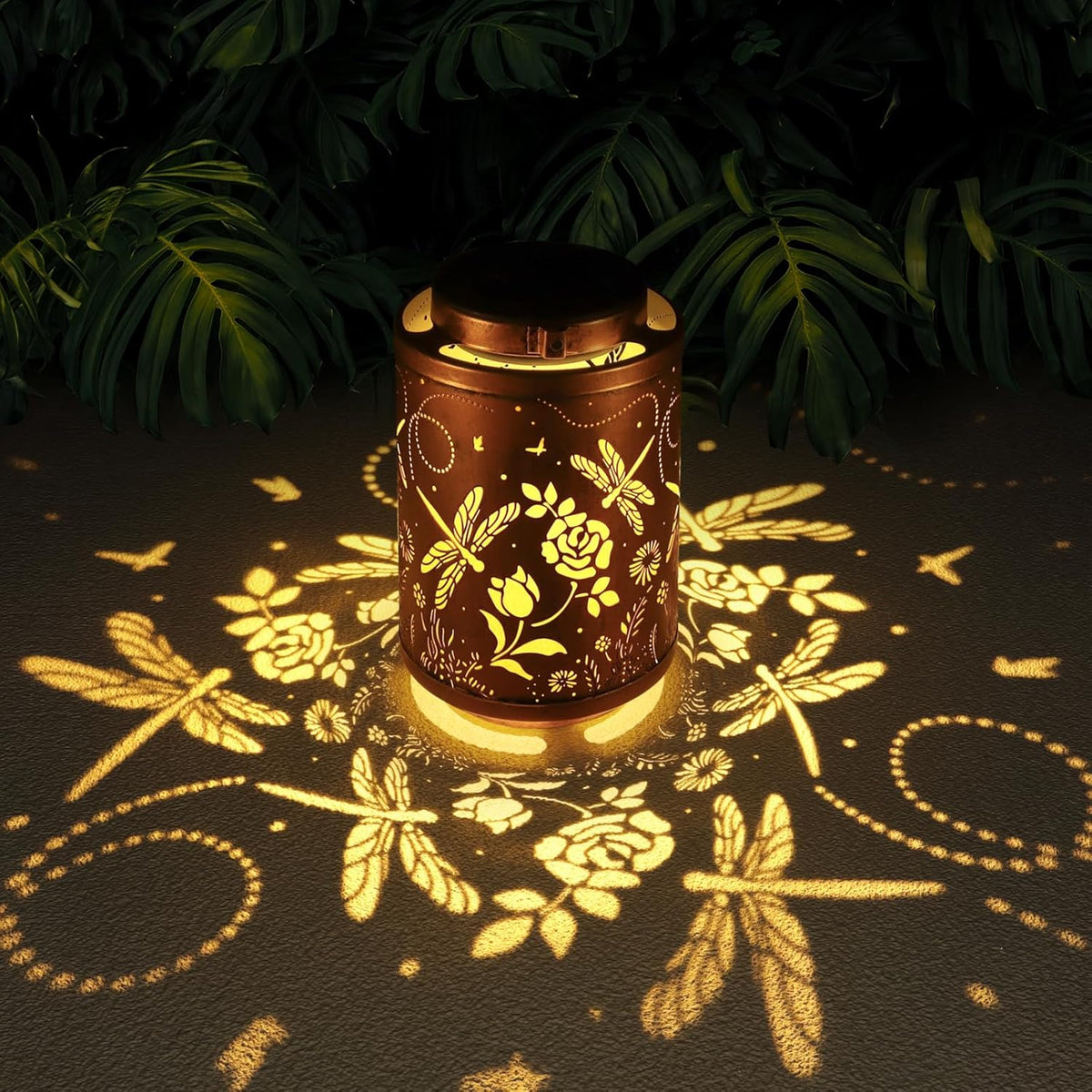 Solar Outdoor Lanterns, Dragonfly Garden Decor LED Light Hanging Waterproof Solar Lantern Birthday