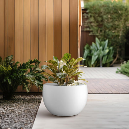Kante 11.8" Dia Round Concrete Planter, Outdoor/Indoor Large Bowl Plant Pots with Drainage Hole and