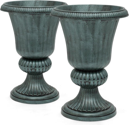 Magshion 20" Urn Planters for Outdoor Plants, Large Decorative Front Porch Planters Set of 2