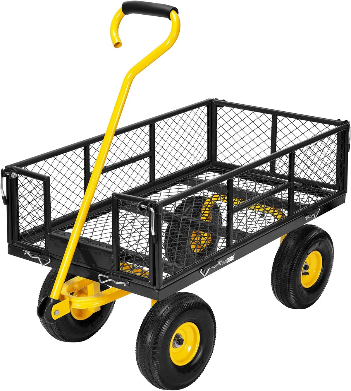 VIVOHOME Heavy Duty 880 Lbs Capacity Mesh Steel Garden Cart Folding Utility Wagon with Removable