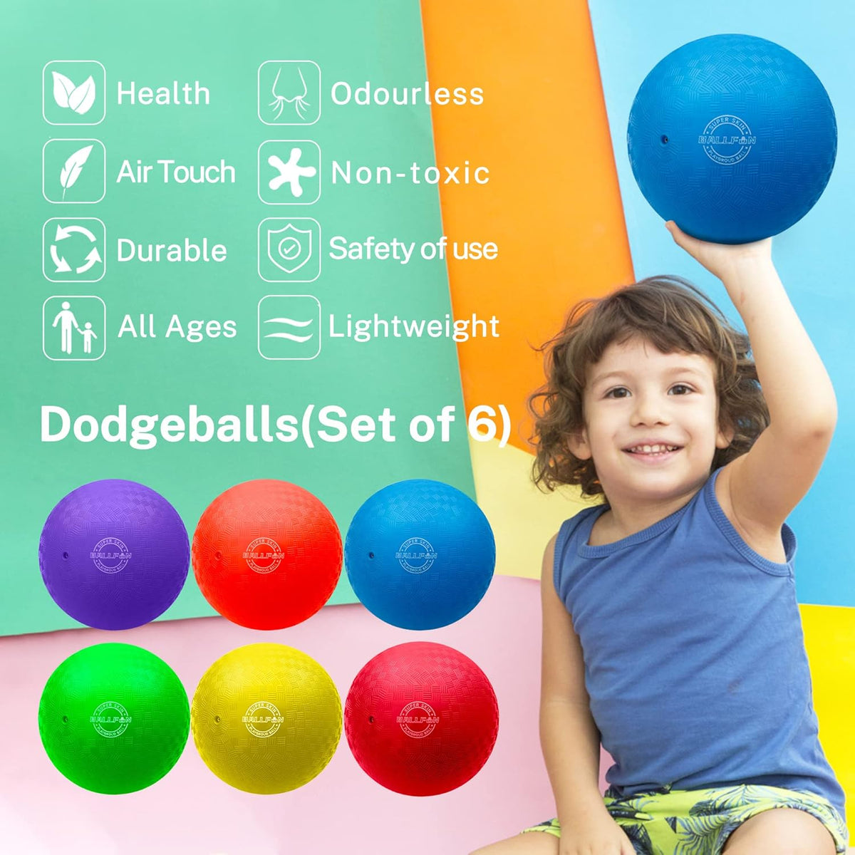Dodgeballs Playground Balls, Dodge Ball Set for Kids & Adults, Bouncing Kickballs Handball for