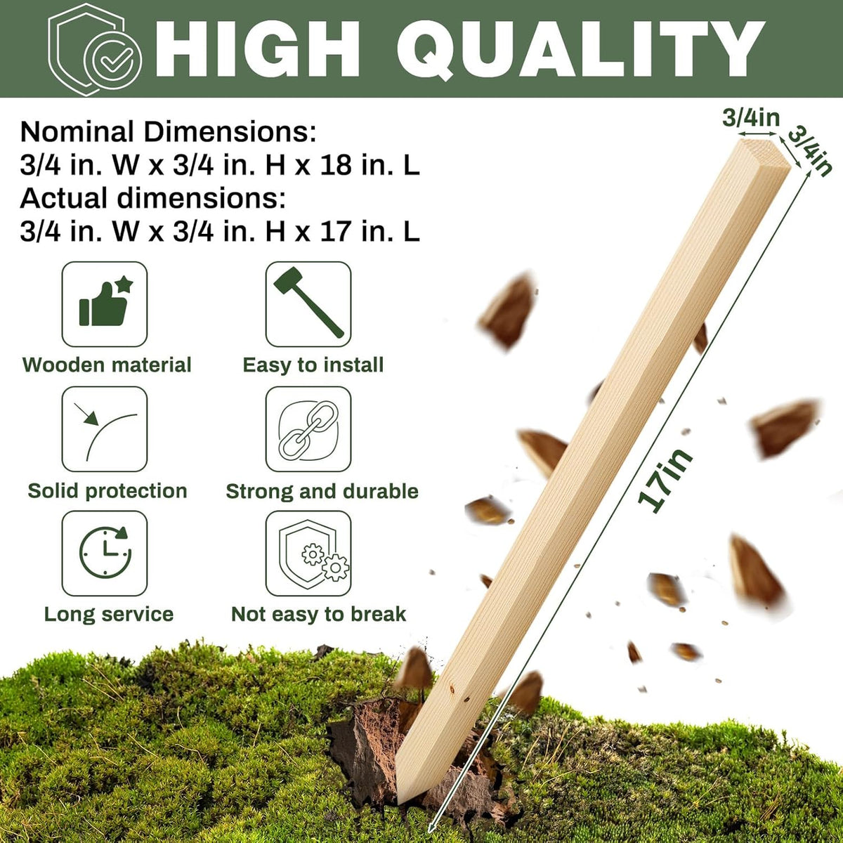 48 Pieces Wooden Garden Stakes 18 x 0.75 Inch Grade and Survey Stakes Wooden Garden and Sign Posts