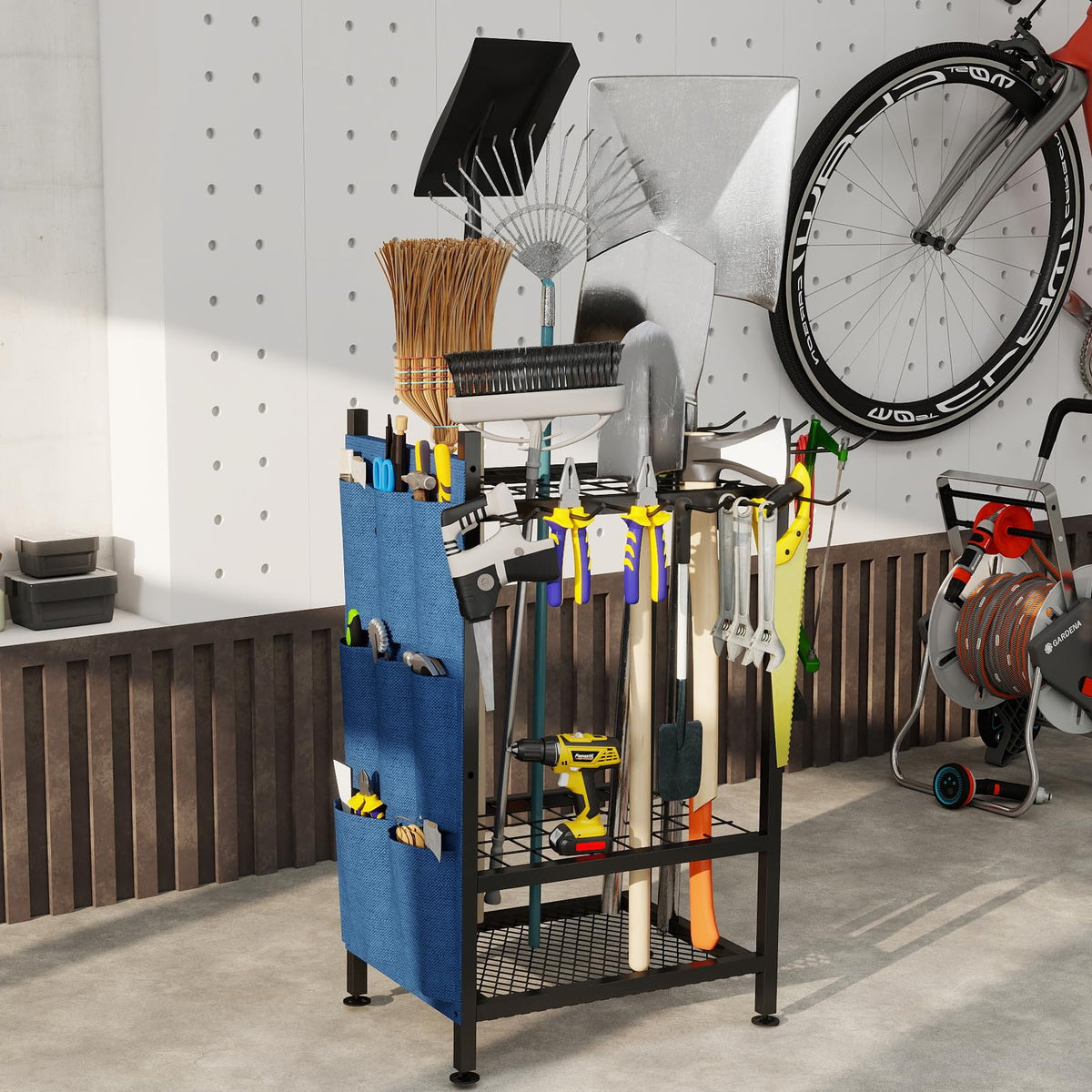 SAMRELAX Garden Tool Organizer, Garden Yard Tool Rack for Garage, Garage Organization and Storage