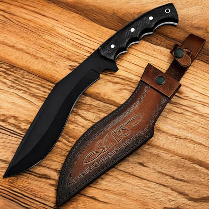 Poshland Handmade Kukri Knife with D2 Steel Blade, Durable G10 Handle, Premium Leather Sheath