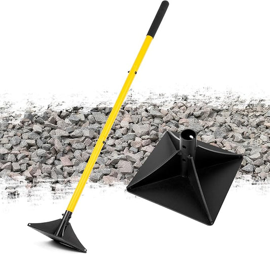 10"x10" Steel Tamper with 48" Handle, Heavy Duty Hand Compactor Tool for Leveling Soil, Gravel