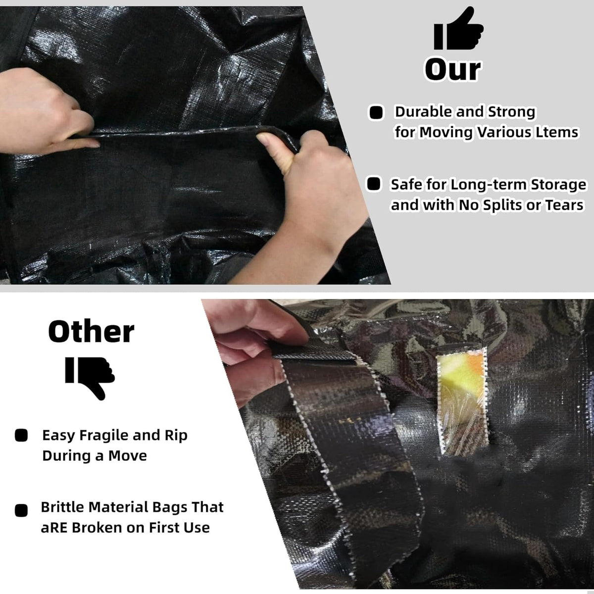3 Pack 52L Storage Bags for Clothes, Moving Bags Heavy Duty Extra Large with Reinforced Handle